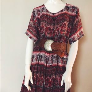 Vintage Mosaic Print Indian Mumu Dress
